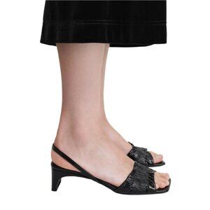 Toteme Crinkled Glossed Leather Sling Back Sandals